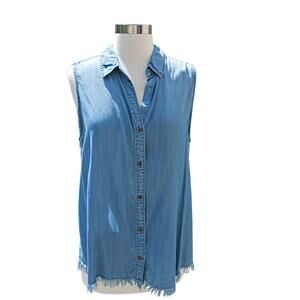 Beach Lunch Lounge Women's Tank Top Button Down Lyocell Size M (tag missing)